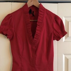 Mango Suit Red Dress Shirt